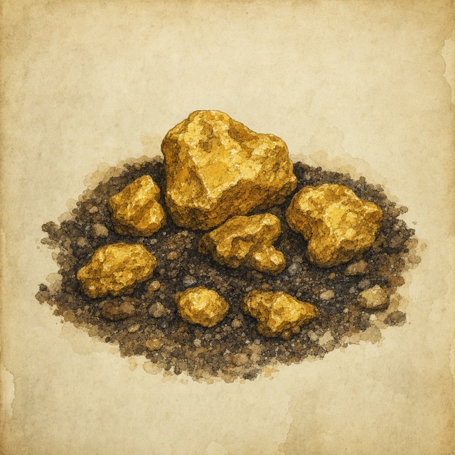 Ilustração de pepitas de ouro natural
